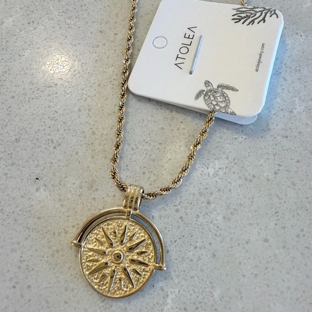 NWT Atolea Golden Sun Pendant Necklace